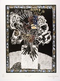 Artist: Moore, Mary. | Title: A gift | Date: 1988 | Technique: linocut printed in black ink, from one block hand-coloured | Copyright: © Mary Moore