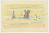 Artist: b'Hirschfeld Mack, Ludwig.' | Title: bOn lonely road [recto]; (Study for 'On lonely road') [verso] | Date: (1955) | Technique: b'transfer print; watercolour addition (recto)'