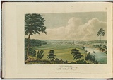 Artist: b'LYCETT, Joseph' | Title: b'Liverpool, New South Wales.' | Date: 1824 | Technique: b'etching, aquatint and roulette, printed in black ink, from one copper plate; hand-coloured'