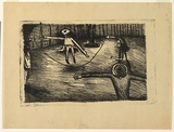 Artist: Blackman, Charles. | Title: Children skipping. | Date: (1953) | Technique: lithograph, printed in black ink, from one plate