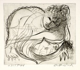 Artist: BOYD, Arthur | Title: Resting figure with small nude inset. | Date: (1968-69) | Technique: etching and drypoint, printed in black ink, from one plate | Copyright: Reproduced with permission of Bundanon Trust