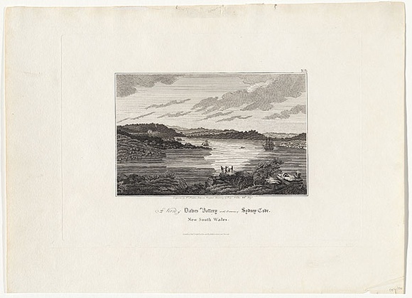Title: bA view of Dawe's Battery at the entrance of Sydney Cove. New South Wales. | Date: 1817-1819 | Technique: b'engraving, printed in black ink, from one copper plate'