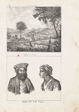 Artist: Antonelli, Giuseppe. | Title: Hobart-town. [Hobart Town].  Abitanti dell' Isola Papuas. [Inhabitants of the Papua Islands]. | Date: 1841 | Technique: lithograph, printed in black ink, from two stones