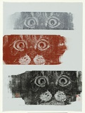 Artist: Thorpe, Lesbia. | Title: Farm-yard cats | Date: 1983 | Technique: woodcut, printed in colour, from three blocks