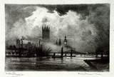 Artist: b'FULLWOOD, A.H.' | Title: b'Houses of Parliament, London.' | Date: 1907 | Technique: b'lithograph, printed in black ink, from one stone'