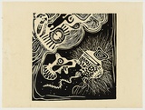 Artist: WORSTEAD, Paul | Title: Face. | Date: 1971 | Technique: linocut, printed in black ink, from one block | Copyright: This work appears on screen courtesy of the artist