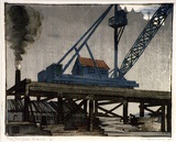 Artist: b'Spowers, Ethel.' | Title: b'The timber crane' | Date: 1926 | Technique: b'linocut, printed in colour in the Japanese manner, from five blocks'