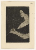 Artist: b'WILLIAMS, Fred' | Title: b'Pregnant woman' | Date: 1955-56 | Technique: b'etching, aquatint, drypoint, printed in black ink, from one zinc plate' | Copyright: b'\xc2\xa9 Fred Williams Estate'