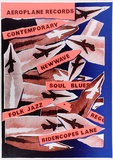 Artist: b'ARNOLD, Raymond' | Title: b'Aeroplane records. Contemporary, Newwave, Soul Blues, Folk Jazz, Rego, Bidencopes Lane.' | Date: 1986 | Technique: b'screenprint, printed in colour, from six stencils'