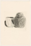 Title: b'Jar and bowl' | Date: 1983 | Technique: b'drypoint, printed in black ink, from one perspex plate'