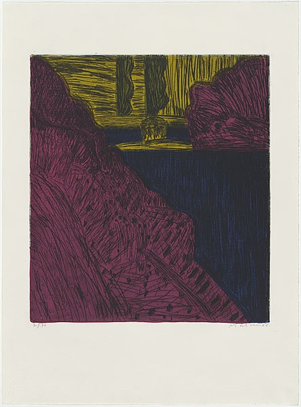 Artist: b'MAKIN, Jeffrey' | Title: b'Howqua morning' | Date: 1988 | Technique: b'etching, flat biting, printed in coloour from five  plates'