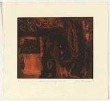 Artist: HARRADINE, Gail | Title: Searching, looking inward | Date: 1996 | Technique: etching, printed in black and orange inks, from two plates
