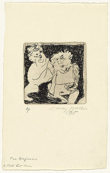 Artist: b'WALKER, Murray' | Title: b'Two Benjamins' | Date: 1965 | Technique: b'etching, printed in black ink, from one plate'