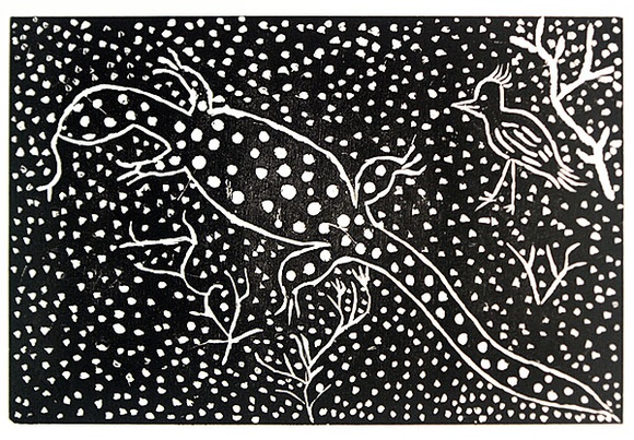 Artist: b'Bird, Lyndsay Mpetyane.' | Title: b'not titled [No.53]' | Date: 1990 | Technique: b'woodcut, printed in black ink, from one block'