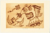 Artist: b'HERI DONO,' | Title: b'Dinner in the mouth' | Date: 2003, July | Technique: b'etching, printed in burnt umber ink, from one plate'