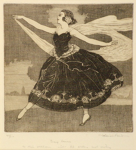 Artist: b'FEINT, Adrian' | Title: b'Scarf dance.' | Date: 1924 | Technique: b'etching, printed in black ink, from one plate' | Copyright: b'Courtesy the Estate of Adrian Feint'