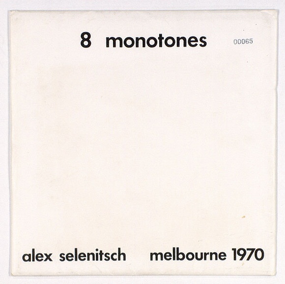 Artist: b'SELENITSCH, Alex' | Title: b'8 Monotones.' | Date: 1970 | Technique: b'screenprints, printed in black ink, each from one stencil'