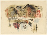 Artist: b'MACQUEEN, Mary' | Title: b'Apollo Bay' | Date: 1961 | Technique: b'lithograph, printed in colour, from multiple plates' | Copyright: b'Courtesy Paulette Calhoun, for the estate of Mary Macqueen'