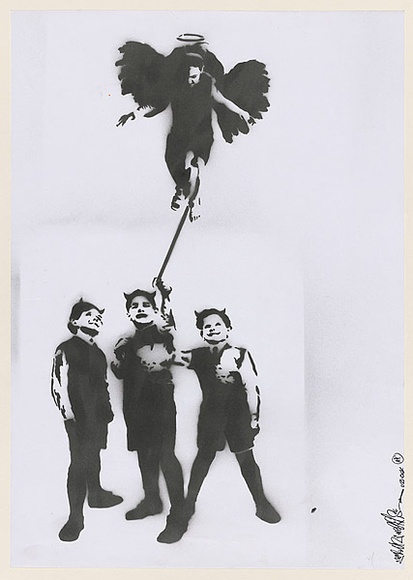 Artist: b'MEGGS,' | Title: b'Kite on street.' | Date: 2004 | Technique: b'stencil, printed in black ink, from one stencil'