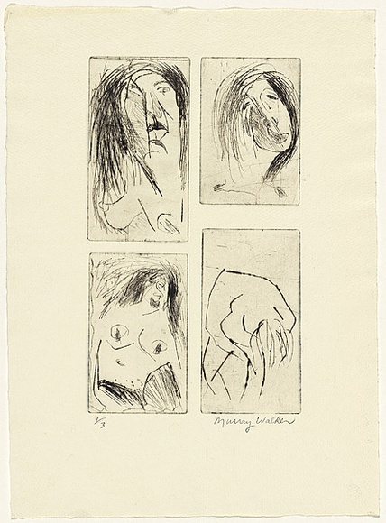 Artist: b'WALKER, Murray' | Title: b'(Four female images)' | Technique: b'etchings, printed in black ink, each from one plate'