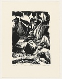 Artist: b'AMOR, Rick' | Title: b'Rocky creek.' | Date: 1992 | Technique: b'woodcut, printed in black ink, from one block'