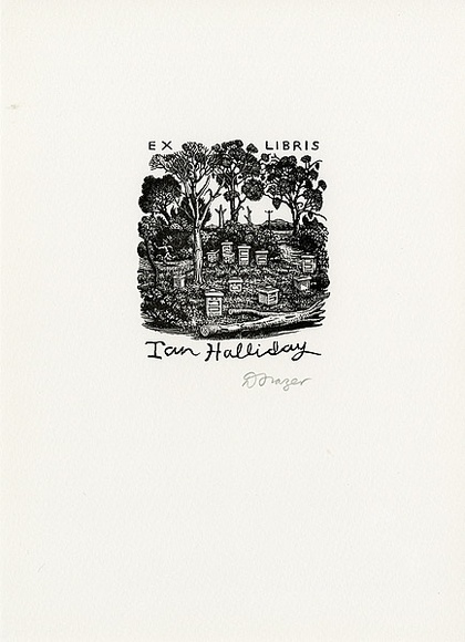 Artist: b'Frazer, David.' | Title: b'Ian Halliday' | Date: c.2001 | Technique: b'wood-engraving, printed in black in, from one block'