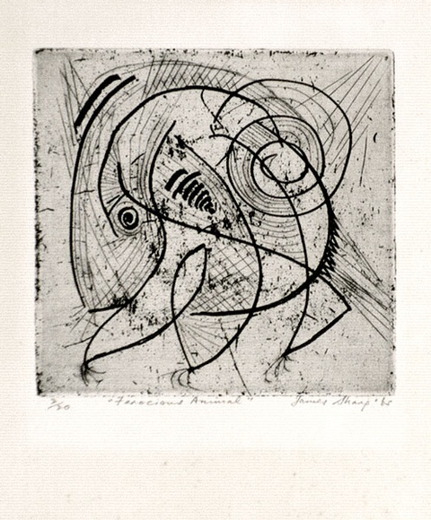 Artist: Sharp, James. | Title: Ferocious animal | Date: 1965 | Technique: etching and foul biting, printed in black ink, from one plate | Copyright: © Estate of James Sharp
