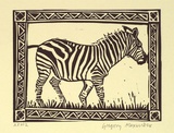 Artist: b'Alexander, Gregory.' | Title: b'Zebra' | Date: 1995, September | Technique: b'linocut, printed in black ink, from one block'