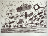 Artist: b'Cook, Timothy.' | Title: b'Yinkiti kapiwinga (seafood, salt water)' | Date: 2001, January | Technique: b'lithograph, printed in black ink, from one aluminium plate' | Copyright: b'\xc2\xa9 Timothy Cook, Jilamara Arts & Craft'