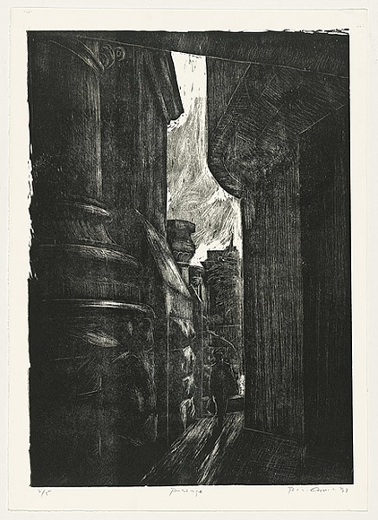 Artist: b'AMOR, Rick' | Title: b'Passage.' | Date: 1993 | Technique: b'woodcut, printed in black ink, from two blocks'
