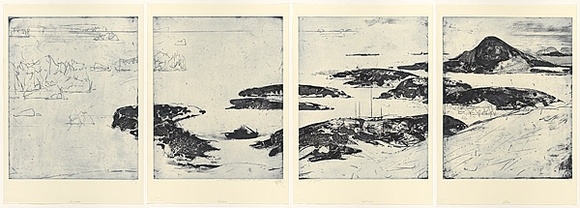 Artist: b'SCHMEISSER, Jorg' | Title: b'Mawson Station.' | Date: 2001 | Technique: b'etching, printed in blue ink, from four plates, on four sheets' | Copyright: b'\xc2\xa9 J\xc3\xb6rg Schmeisser'