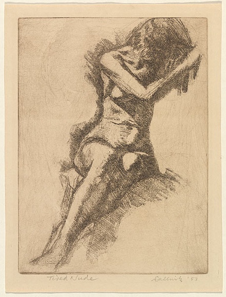 Artist: b'Dallwitz, David.' | Title: b'Tired nude.' | Date: 1953