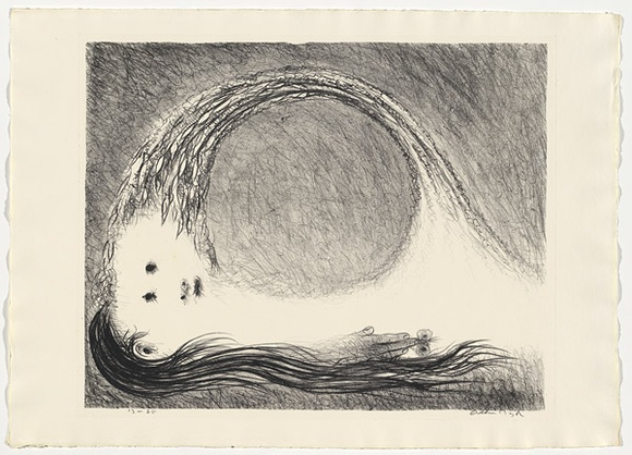 Artist: b'BOYD, Arthur' | Title: b'St Francis lying down in the wilderness.' | Date: (1965) | Technique: b'lithograph, printed in black ink, from one stone [or plate]' | Copyright: b'Reproduced with permission of Bundanon Trust'