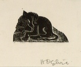 Artist: b'OGILVIE, Helen' | Title: b'not titled [Lion]' | Date: 1949 | Technique: b'wood-engraving, printed in black ink, from one block'