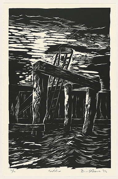 Artist: b'AMOR, Rick' | Title: b'Ladder.' | Date: 1992 | Technique: b'woodcut, printed in black ink, from one block'