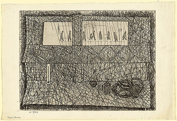 Artist: b'Brack, John.' | Title: b'Mirrors and scissors.' | Date: 1966 | Technique: b'etching, printed in black ink, from one copper plate' | Copyright: b'\xc2\xa9 Helen Brack'