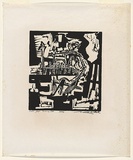 Artist: b'Ratas, Vaclovas.' | Title: b'Hero' | Date: 1961 | Technique: b'relief-print, printed in black ink, from one plaster block'