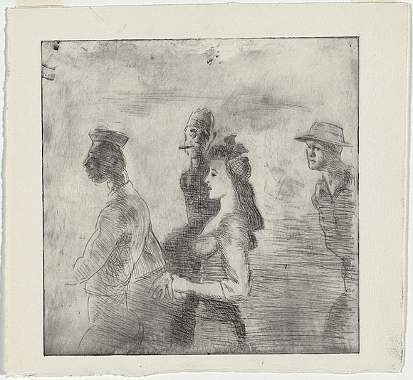 Artist: b'Dargie, William.' | Title: b'Brisbane.' | Date: 1942 | Technique: b'etching, printed in black ink with plate-tone, from one  plate'