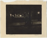 Artist: b'Cobb, Victor.' | Title: b'A Melbourne coffee stall.' | Date: 1912 | Technique: b'mezzotint, printed in black ink, from one copper plate'