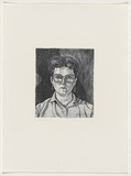 Artist: b'Thomas, David.' | Title: b'not titled [woman with glasses]' | Date: 1986 | Technique: b'lithograph, printed in black ink, from one stone'