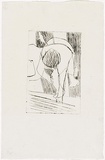 Artist: MADDOCK, Bea | Title: Demonstration drypoint (Bending figure) | Date: 1967 | Technique: drypoint and etching, printed in black ink, from one plate