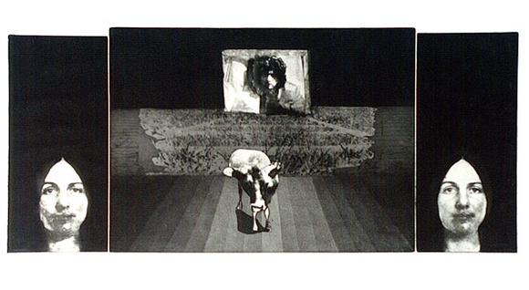 Artist: b'SHOMALY, Alberr' | Title: b'Series of Self portrait with a cow' | Date: 1971 | Technique: b'photo-etching and aquatint, printed in black ink, from three plates'