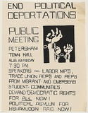 Artist: UNKNOWN | Title: End political deportations. | Date: 1977 | Technique: screenprint, printed in black ink, from one stencil