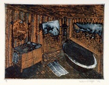 Artist: Eager, Helen. | Title: Blue bath [colour varient]. | Date: 1975 | Technique: etching, printed in colour in relief and intaglio