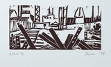 Artist: b'Dober, Mark.' | Title: b'East swanston dock' | Date: 1998 | Technique: b'linocut, printed in black ink, from one block'