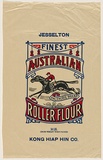 Title: b'not titled [finest Australian roller flour: racehorse brand]' | Date: c.1920s | Technique: b'relief print, printed in colour, from commercially produced stamps; addition of colour stencil'