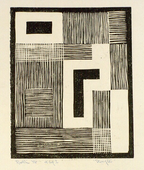 Artist: b'Hawkins, Weaver.' | Title: b'Straights' | Date: 1958 | Technique: b'linocut, printed in black ink, from one block' | Copyright: b'The Estate of H.F Weaver Hawkins'