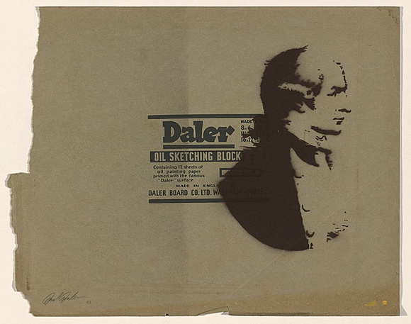 Artist: b'NUROK,' | Title: b'Not titled [captain cook on envelope].' | Date: 2003 | Technique: b'stencil, printed in brown ink, from one stencil'