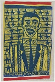 Artist: b'HANRAHAN, Barbara' | Title: b'All-American boy' | Date: 1963 | Technique: b'linocut, printed in colour, from three blocks'