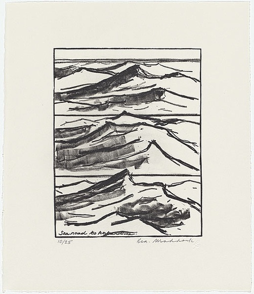 Artist: b'MADDOCK, Bea' | Title: b'Sea road to Antarctica' | Date: 1987 | Technique: b'offset-lithograph, printed in black ink, from one plate'